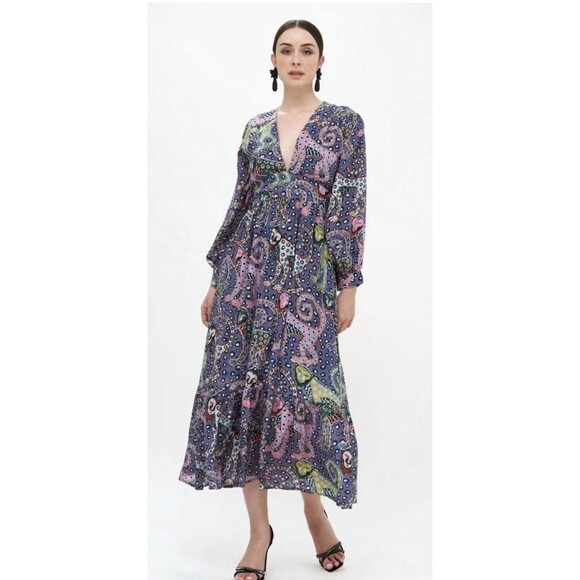 TUCKERNUCK OLIPHANT Size L The Back Maxi Capuchin Purple Dress Fairy Boho - Picture 1 of 8